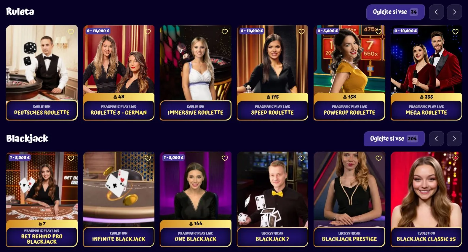 najbolj&scaron;i online casino Namizne igre